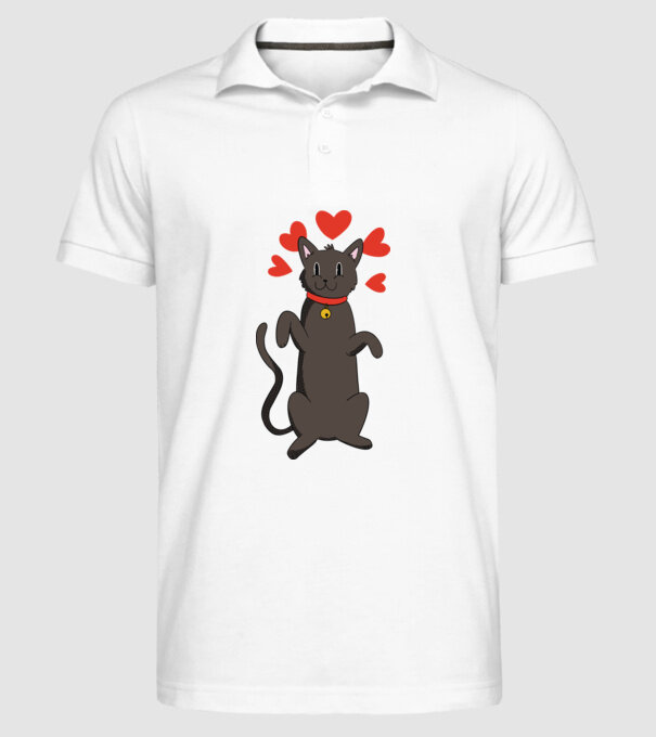 Pisică neagră dragoste model alb pe tricou