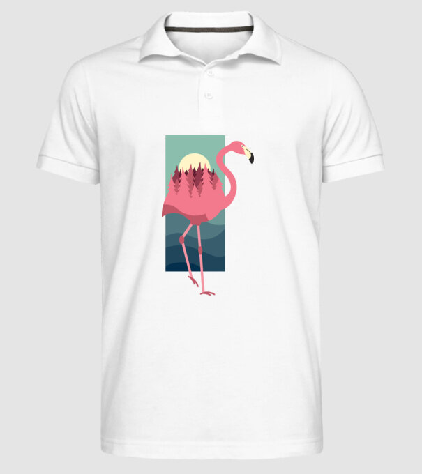 Flamingo Design model alb pe tricou