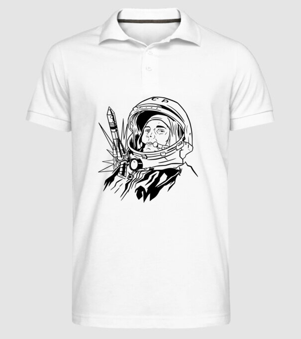 Astronautul Gagarin model alb pe tricou