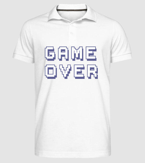 Game Over model alb pe tricou