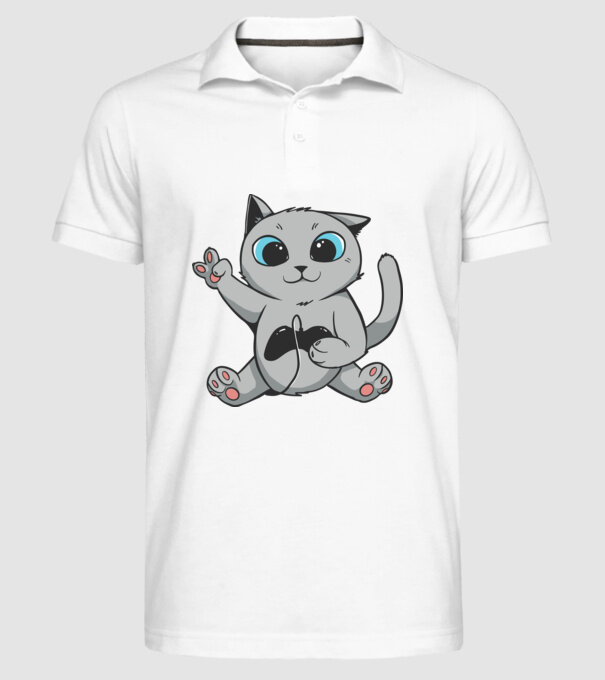 Pisică Gamer model alb pe tricou