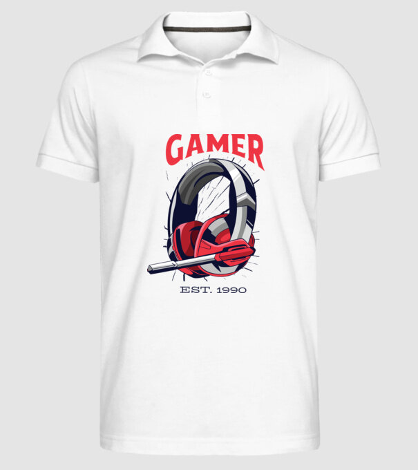 Gamer est. 1990 model alb pe tricou