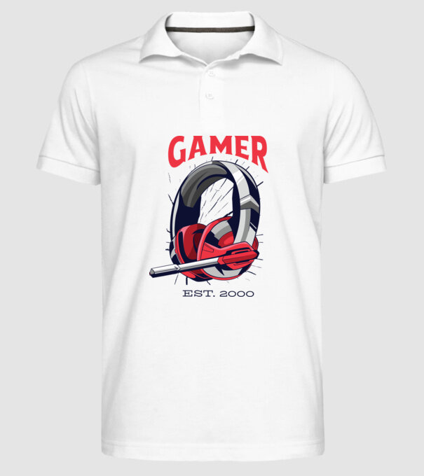 Gamer est. 2000 model alb pe tricou