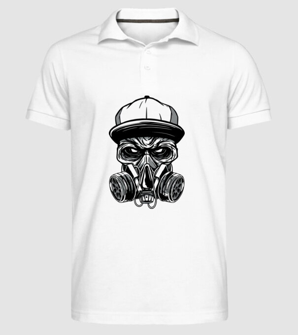 Mască de gaz Craniu model alb pe tricou