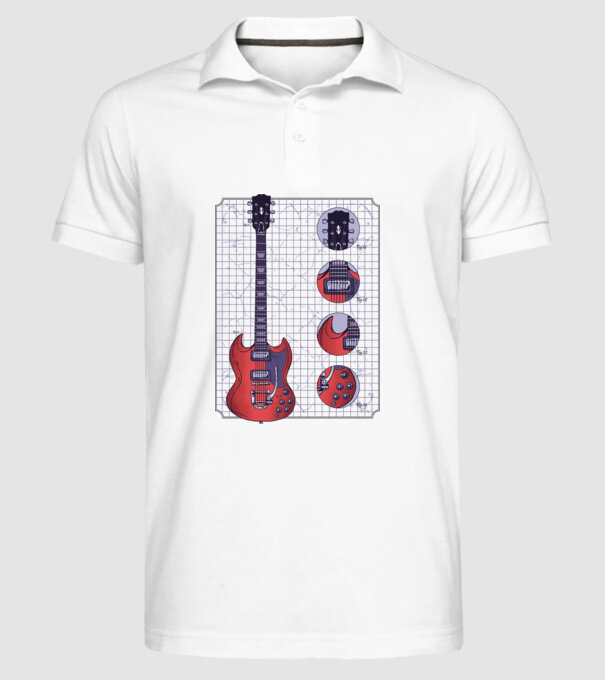Gibson Chitară desen model alb pe tricou