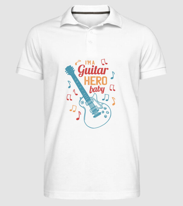 Erou chitarist model alb pe tricou