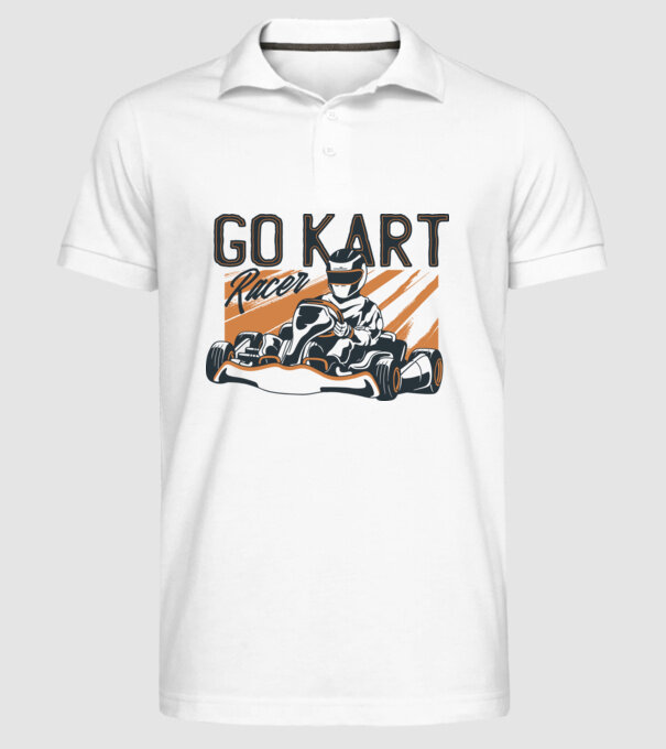 Concurent Go-kart model alb pe tricou