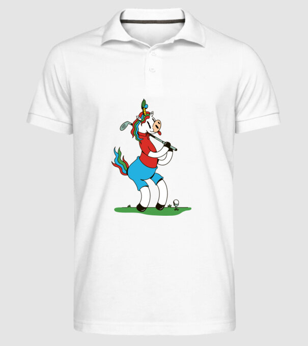 Unicorn jucător de golf model alb pe tricou