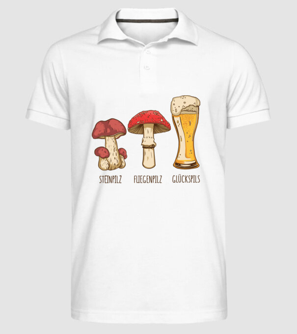Soiuri de ciuperci model alb pe tricou