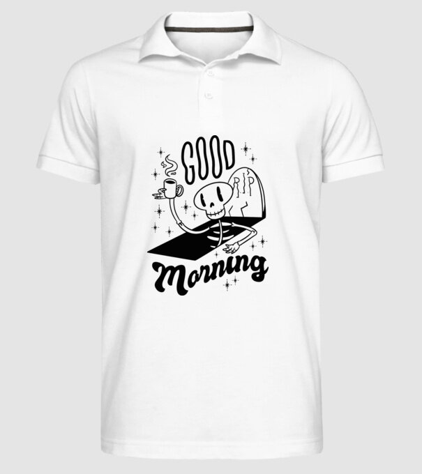 Good Morning Coffee model alb pe tricou