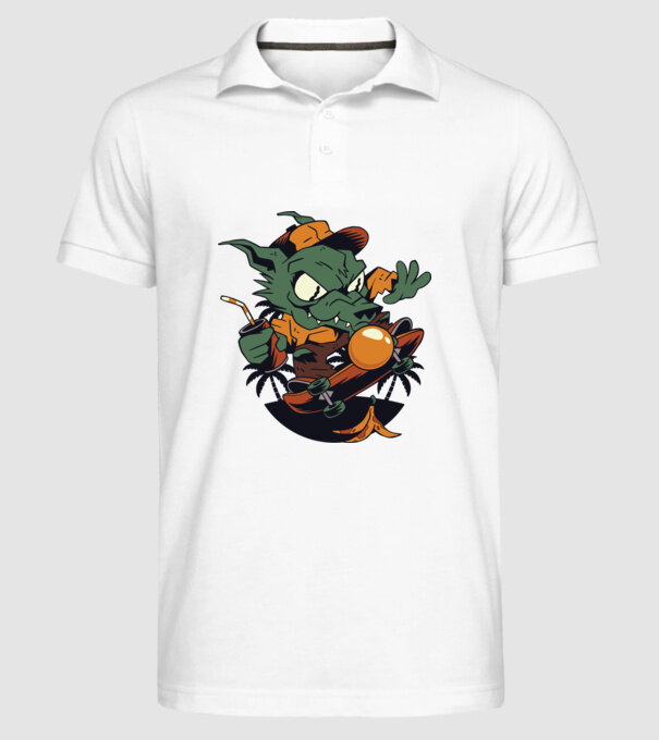 Vârcolac Skateboarder model alb pe tricou