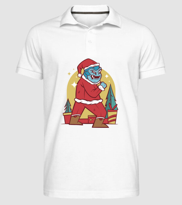 Gorila Santa model alb pe tricou
