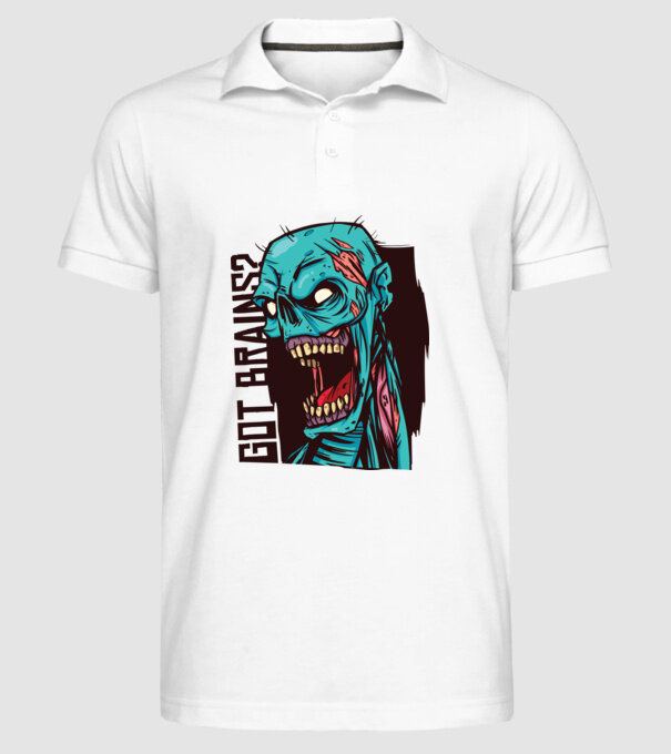 Got Brains? Cap Zombie model alb pe tricou