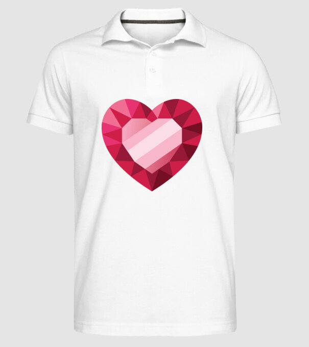 Inimă diamant model alb pe tricou