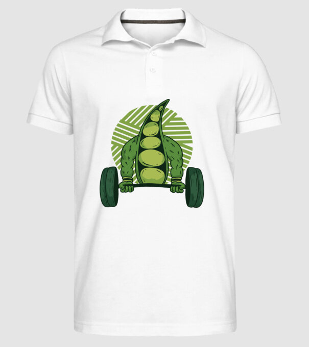 Mazăre musculoasă model alb pe tricou