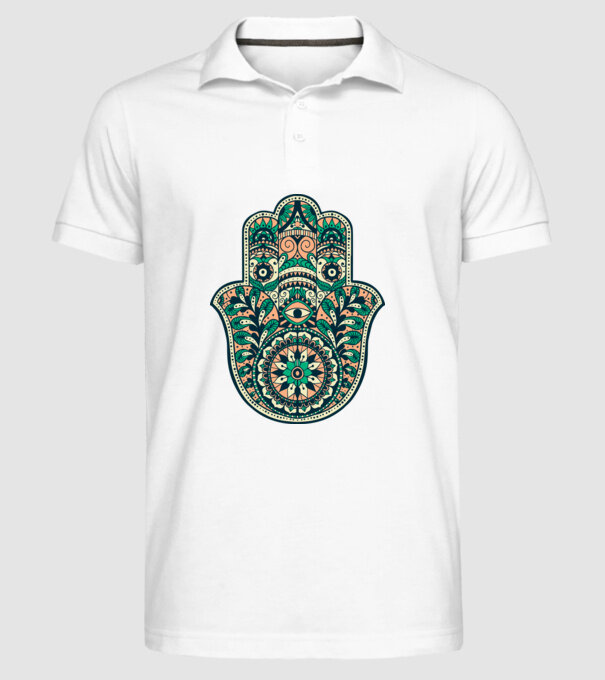 Mână Hamza - Mâna lui Dumnezeu Mandala model alb pe tricou