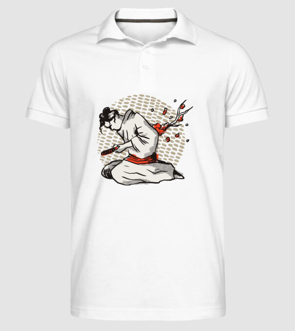 Samurai Harakiri model alb pe tricou