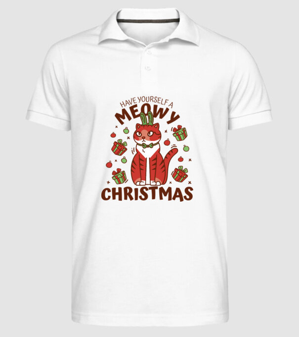 Have yourself a Meowy Christmas - Cicás Karácsony model alb pe tricou