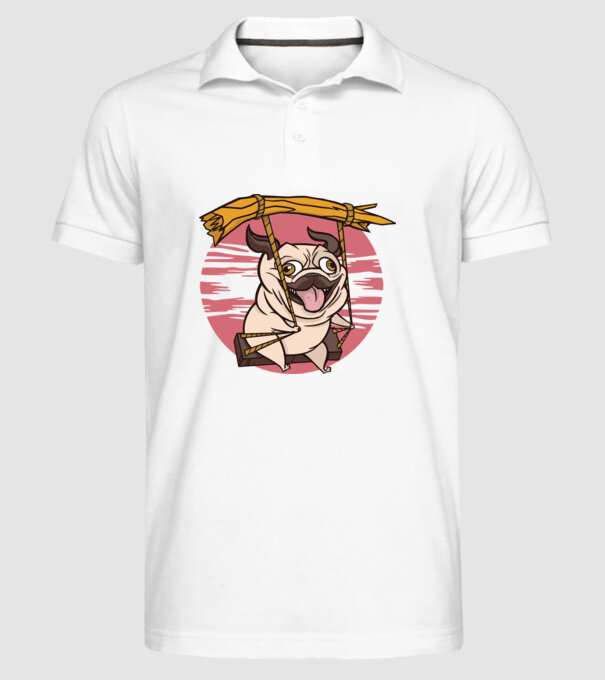 Mops cu leagăn model alb pe tricou
