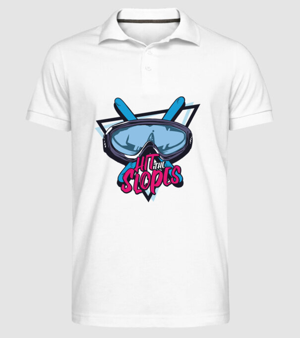 Hit the Slopes - tricou schi model alb pe tricou