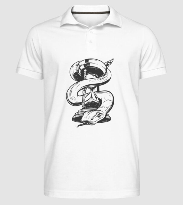 Șarpe clepsidră model alb pe tricou