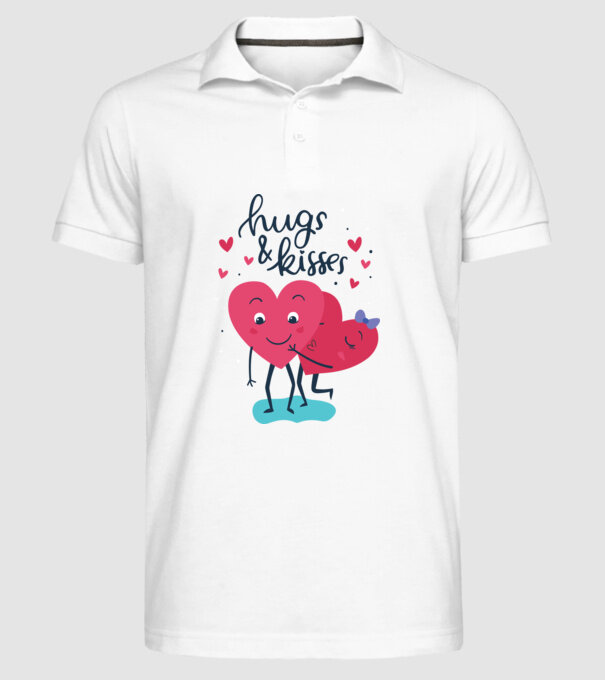 'Hugs and Kisses Tricou drăguț pentru Valentine''s Day' model alb pe tricou