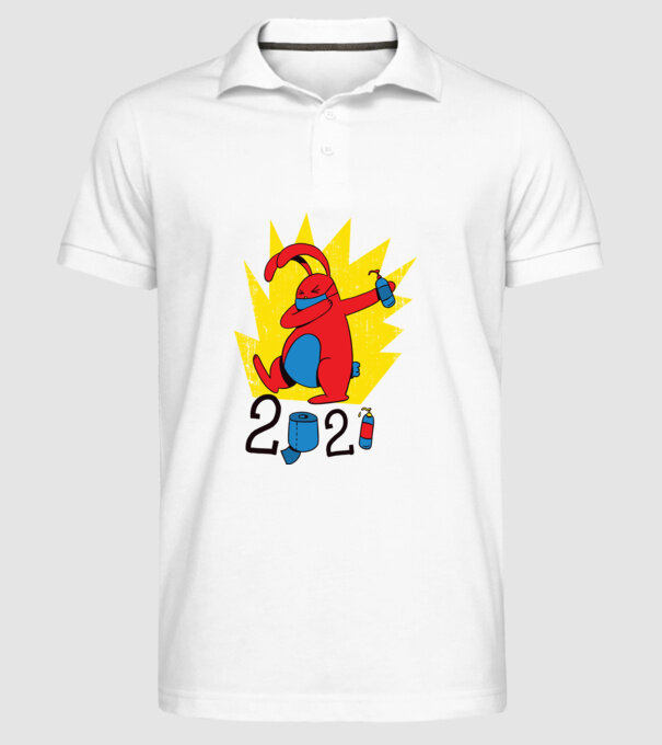 Paște 2021 - Iepuraș cu mască model alb pe tricou