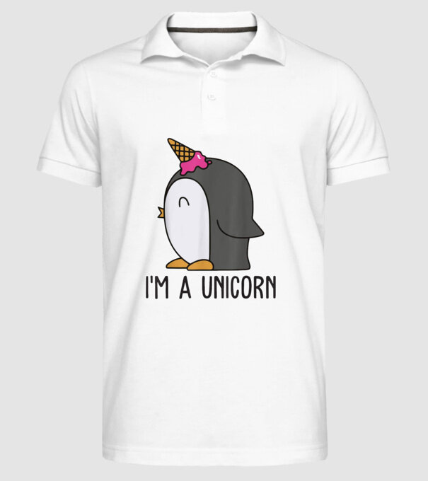 'I''m a unicorn - penguin' model alb pe tricou