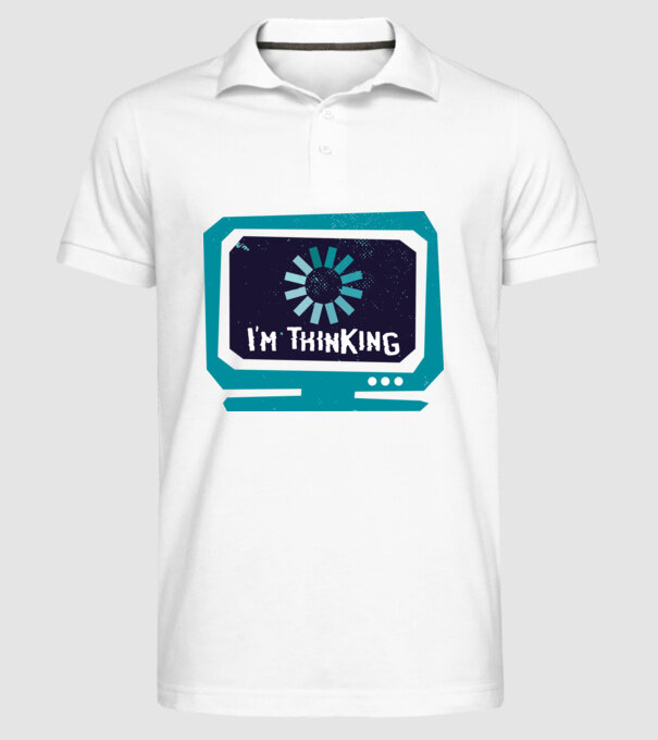 'I''m thinking Mă gândesc' model alb pe tricou