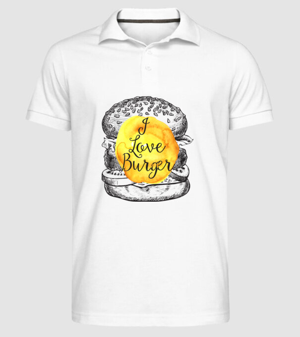 I love burger model alb pe tricou