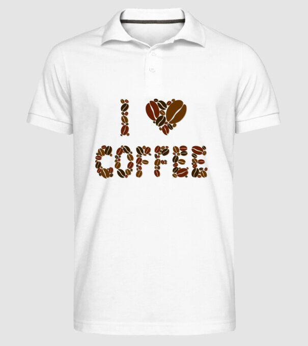 I Love Coffee model alb pe tricou