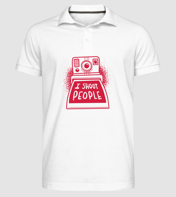 I shoot people - Fotograf model alb pe tricou