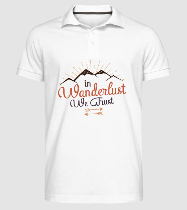 In Wanderlust we trust model alb pe tricou