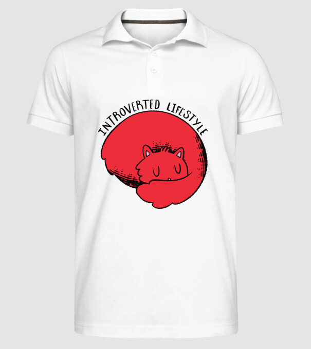 Pisică Introvertită model alb pe tricou