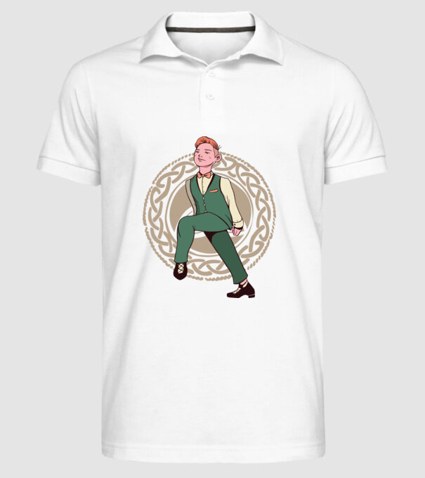 Bărbat Dansator irlandez model alb pe tricou