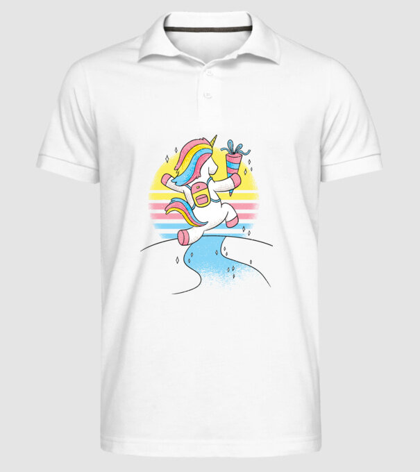 Unicorn școlar model alb pe tricou