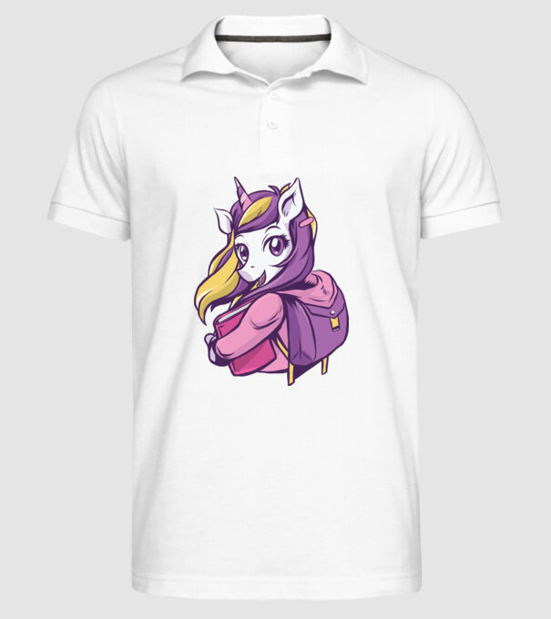 Școlăriță Unicorn model alb pe tricou