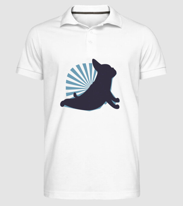 Mops Yoga model alb pe tricou
