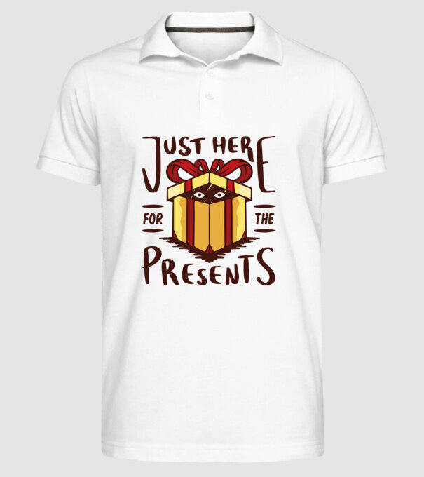 Just here for the presents tricou de Crăciun model alb pe tricou