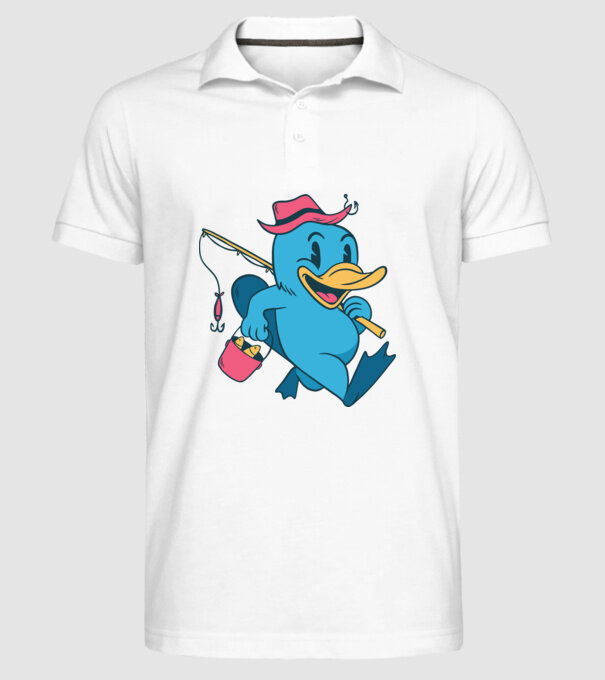 Pescar ornitorinc model alb pe tricou