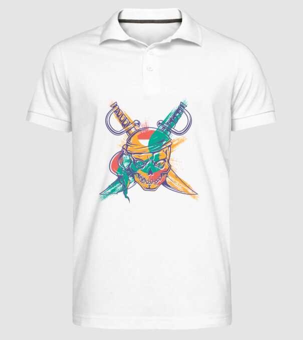 Craniu de pirat model alb pe tricou