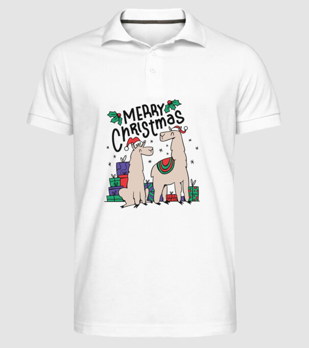 Alpaca de Crăciun model alb pe tricou