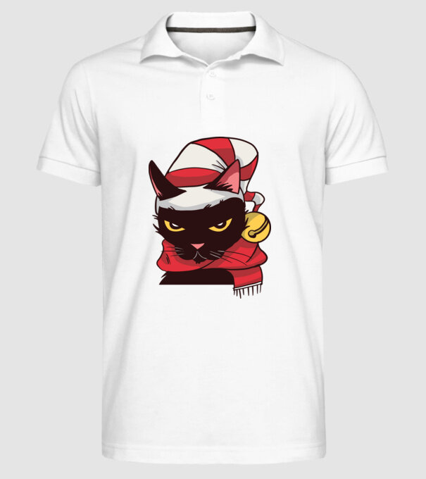 Pisică de Crăciun model alb pe tricou