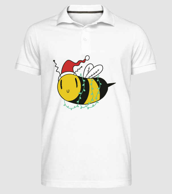 Albină de Crăciun model alb pe tricou