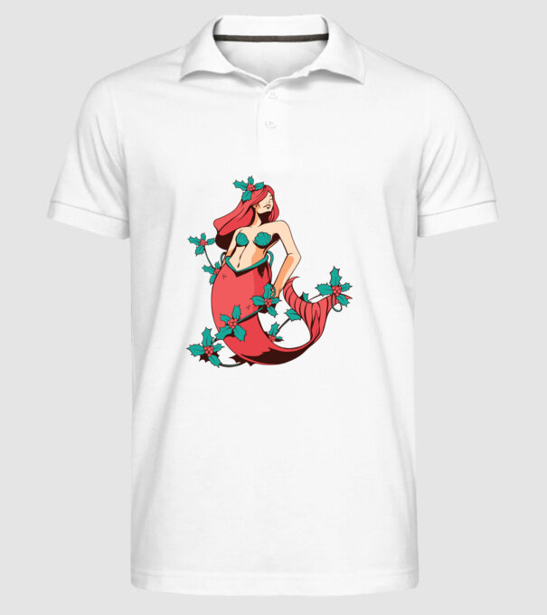 Sirenă de Crăciun model alb pe tricou