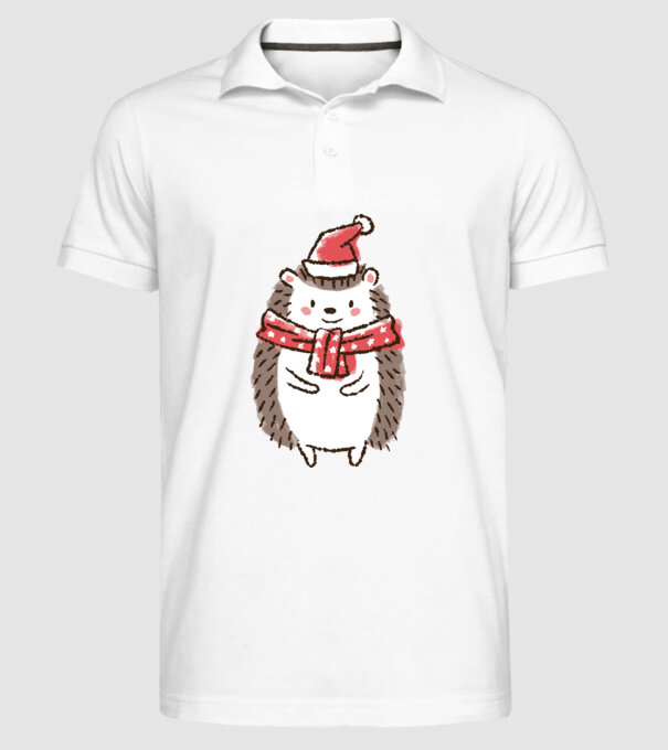 Arici de Crăciun model alb pe tricou