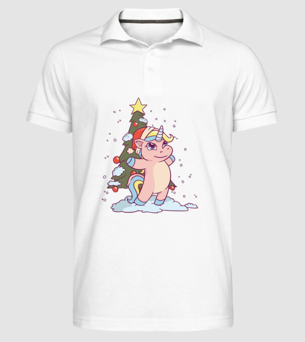 Unicorn de Crăciun model alb pe tricou