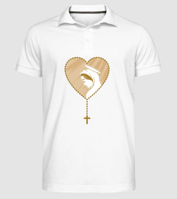 Cruce rozariu catolic model alb pe tricou