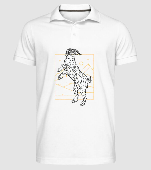 Capră model alb pe tricou