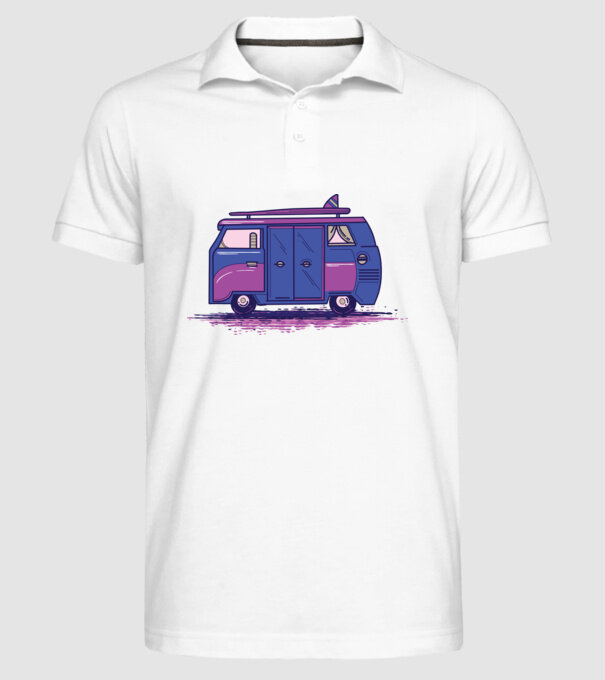 Mașină de camping model alb pe tricou